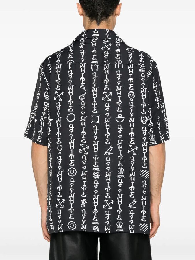 Off-White Logo Print Camp-Collar