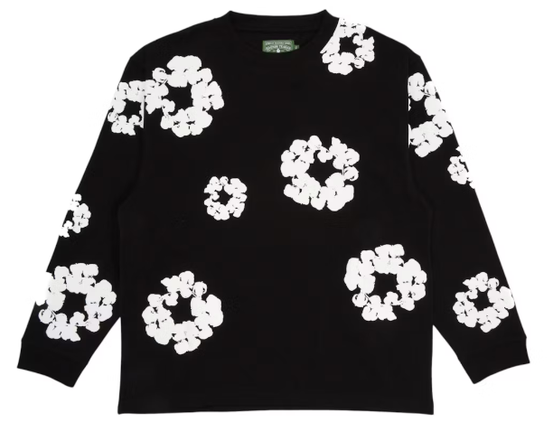 Denim Tears Long Sleeve Cotton Wreath T-shirt Black