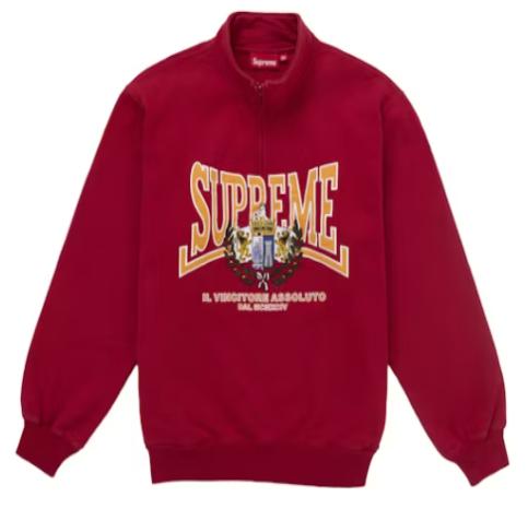Supreme Crest Applique Half Zip Pullover Red