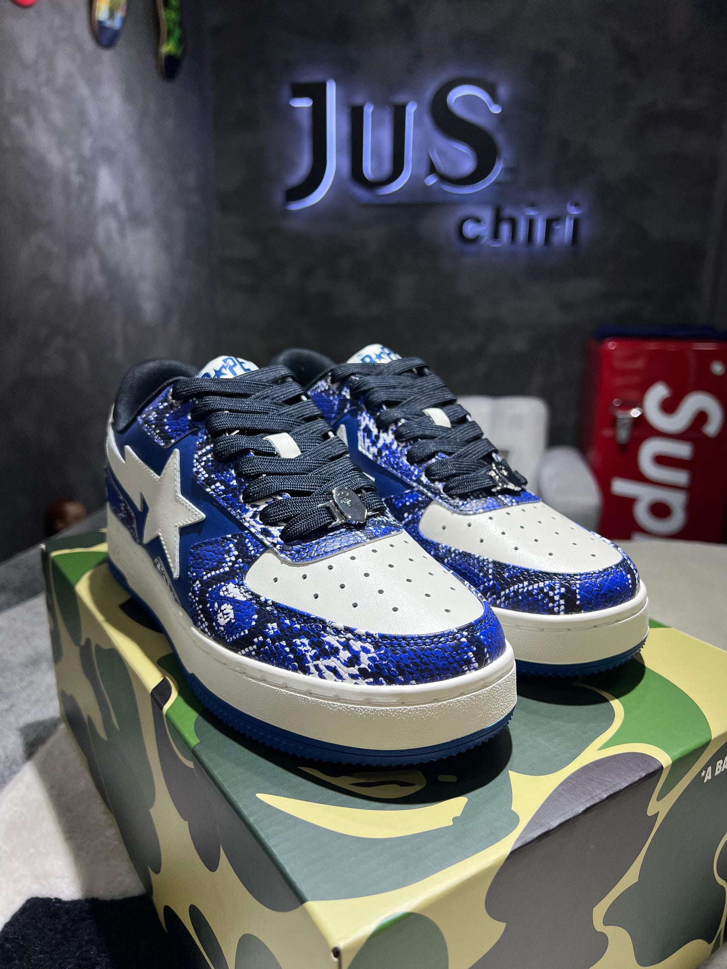 A Bathing Ape Bape Sta SSENSE Exclusive Blue Snakeskin