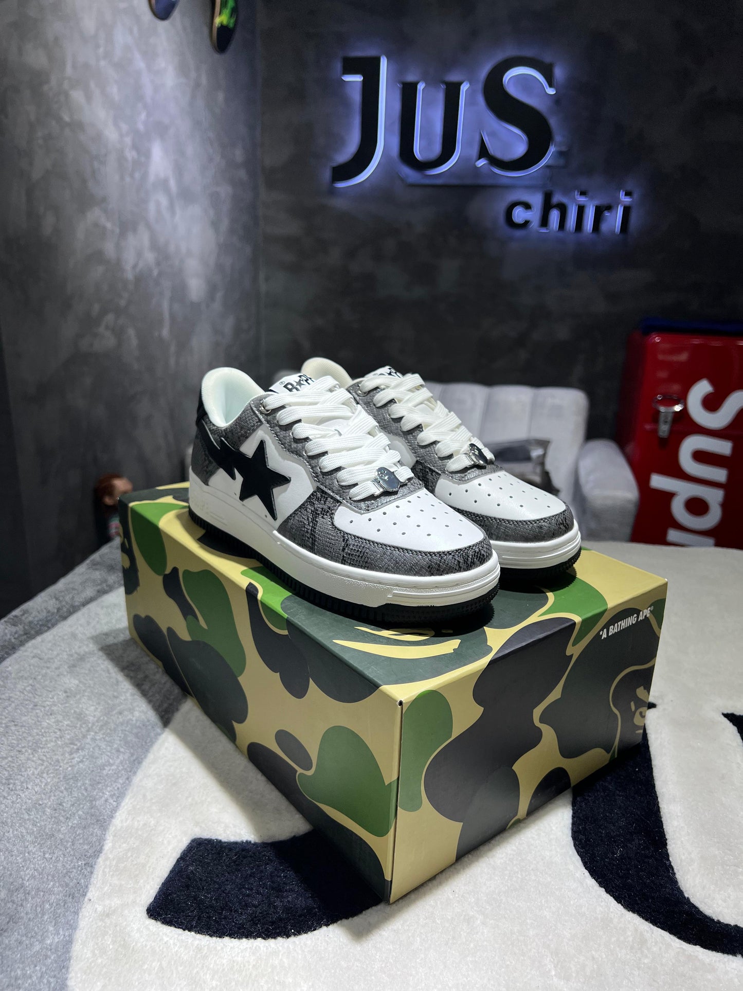 A Bathing Ape Bape Sta Snake Skin Black