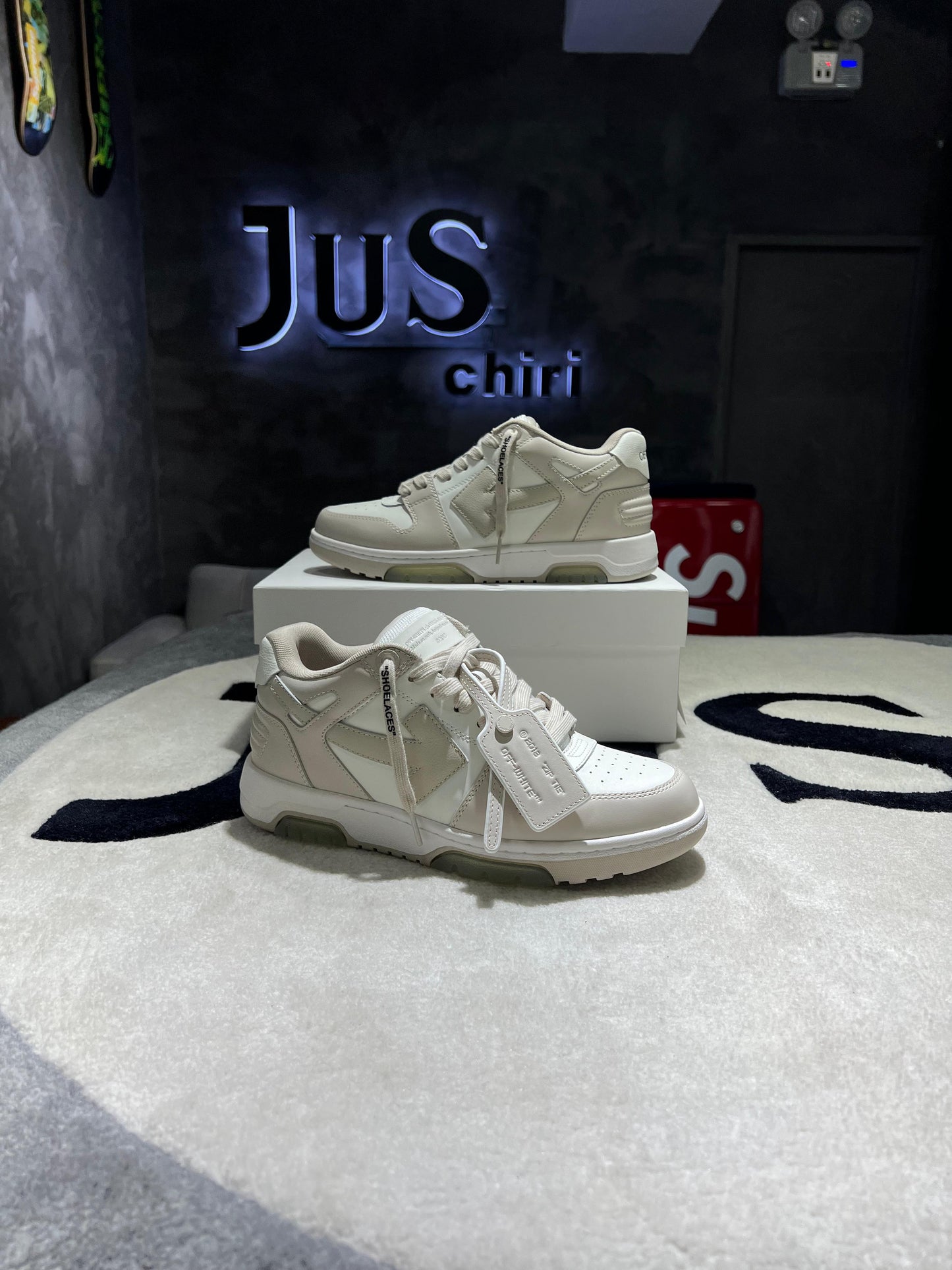 OFF-WHITE Out Of Office OOO Low Tops Beige