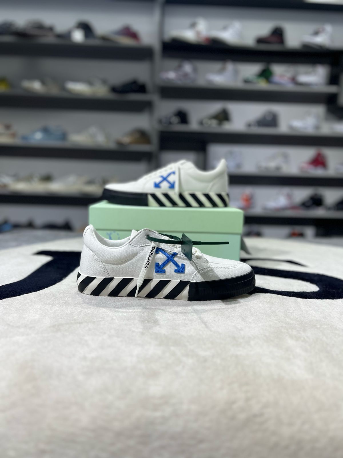 OFF-WHITE Vulc Low White Teal Canvas