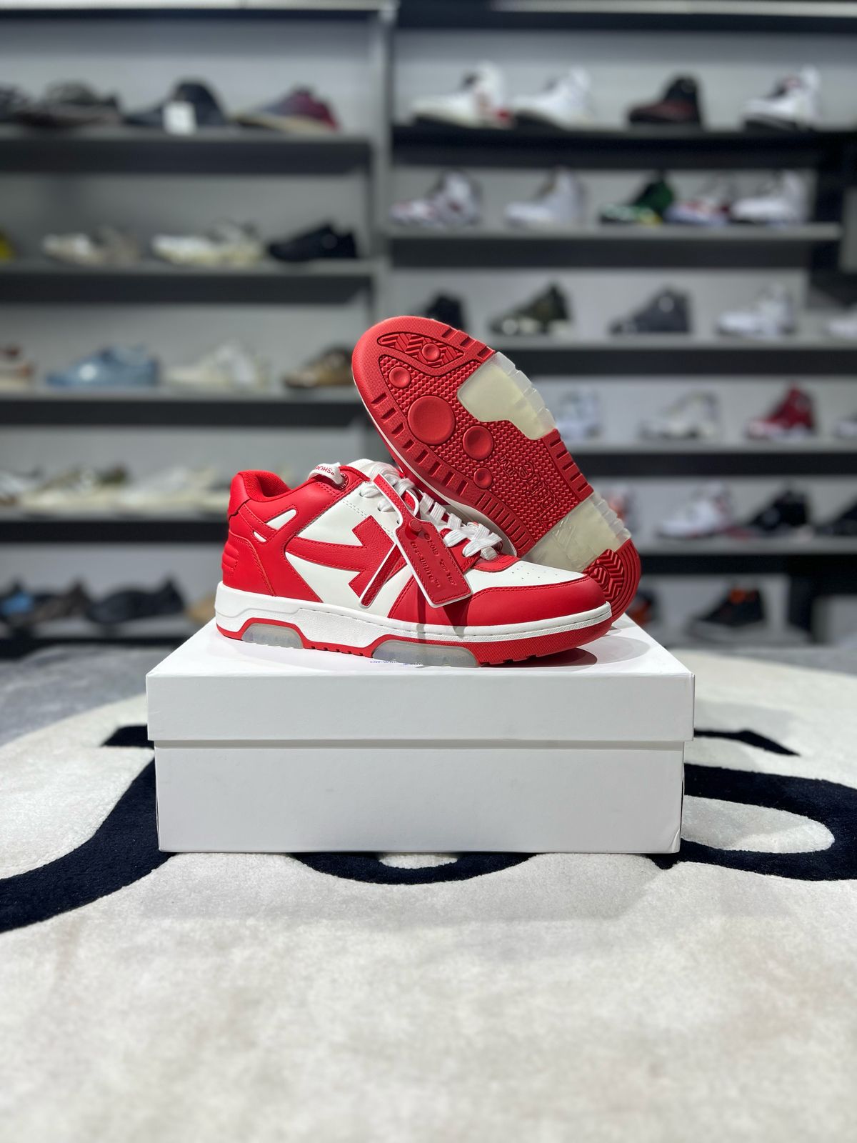 OFF-WHITE Out Of Office OOO Low Tops Red