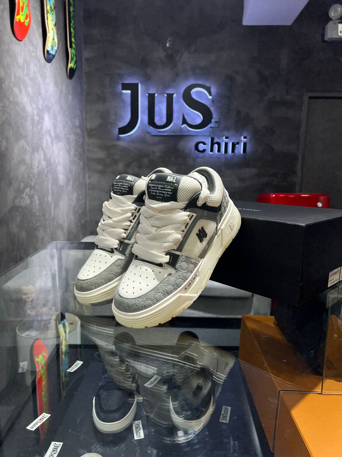 AMIRI MA-1 Grey Quad Monogram Debossed