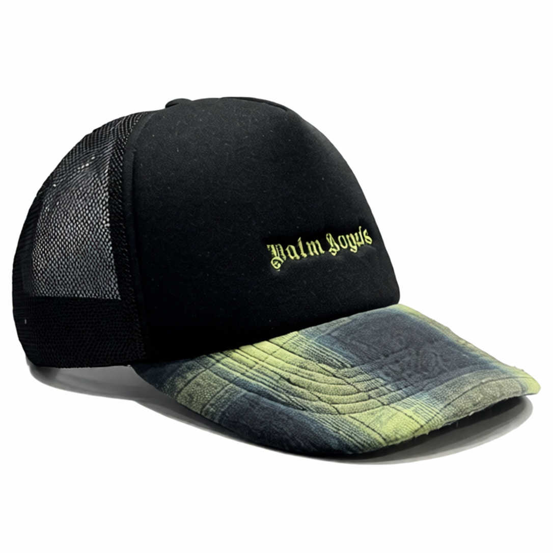 Palm Angels Gorro Classic Logo Check Trucker Black/Green