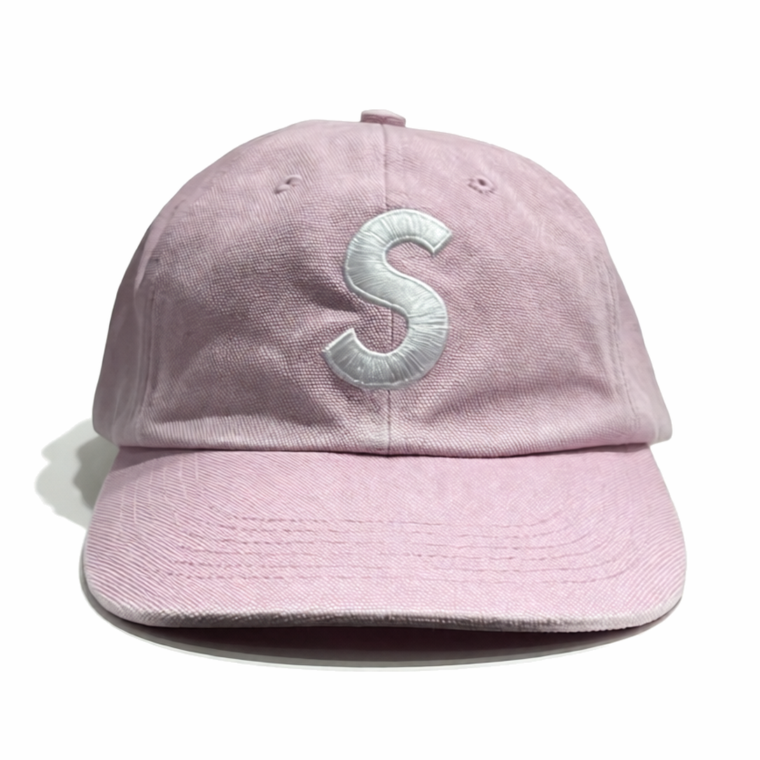 Supreme Gorro Pigment Coated Canvas S Logo 6-Panel Pink