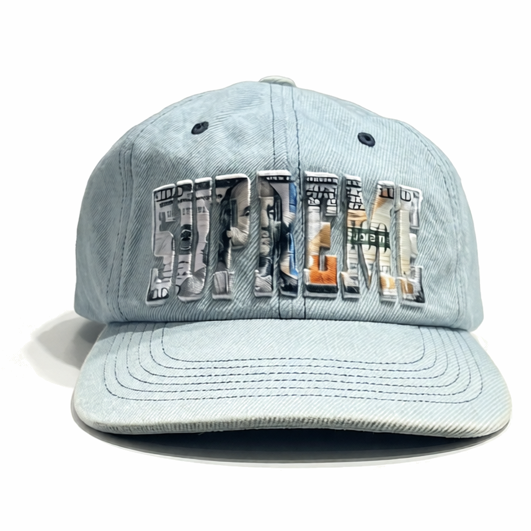 Supreme Gorro Embroidered Money Logo 6-Panel Hat Light Blue