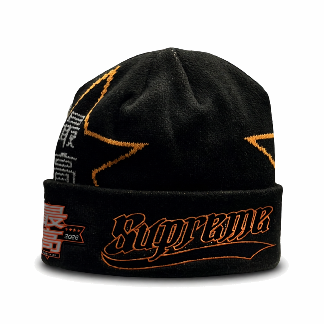Supreme New Era Stars Beanie Black