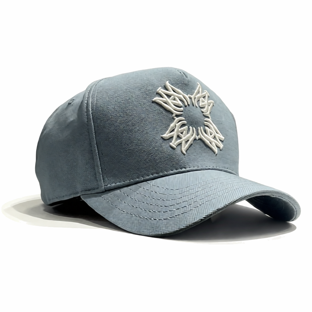 Amiri MA Quad Logo-embroidered Canvas Cap Dusty Blue