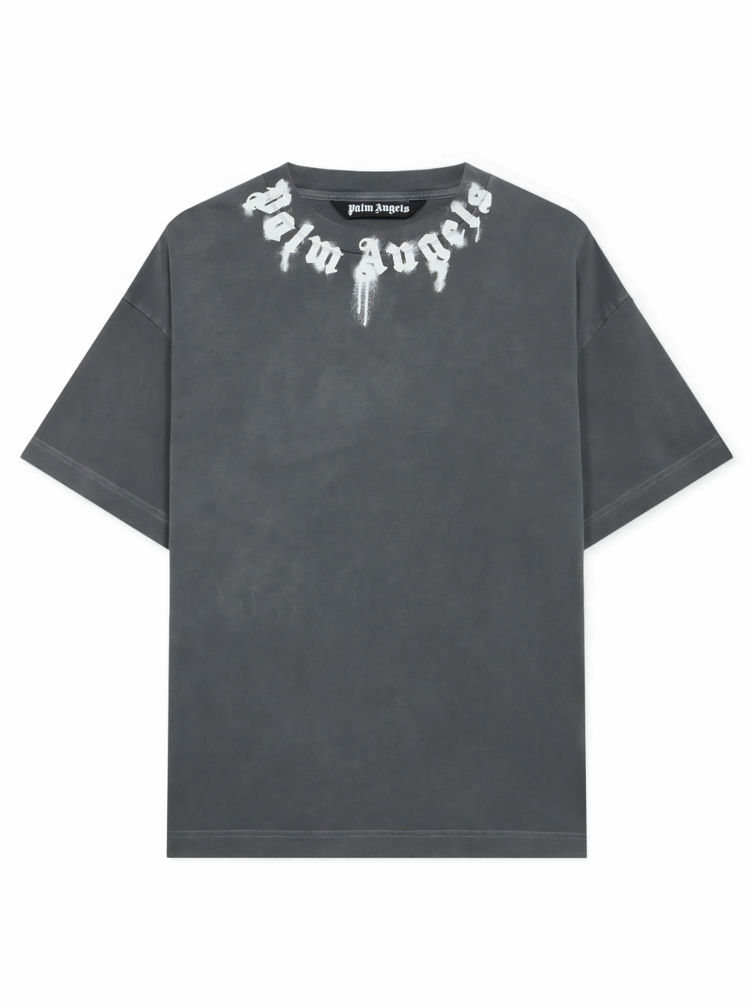 Palm Angels T-Shirt Neck Logo Reg Tee Dark Grey