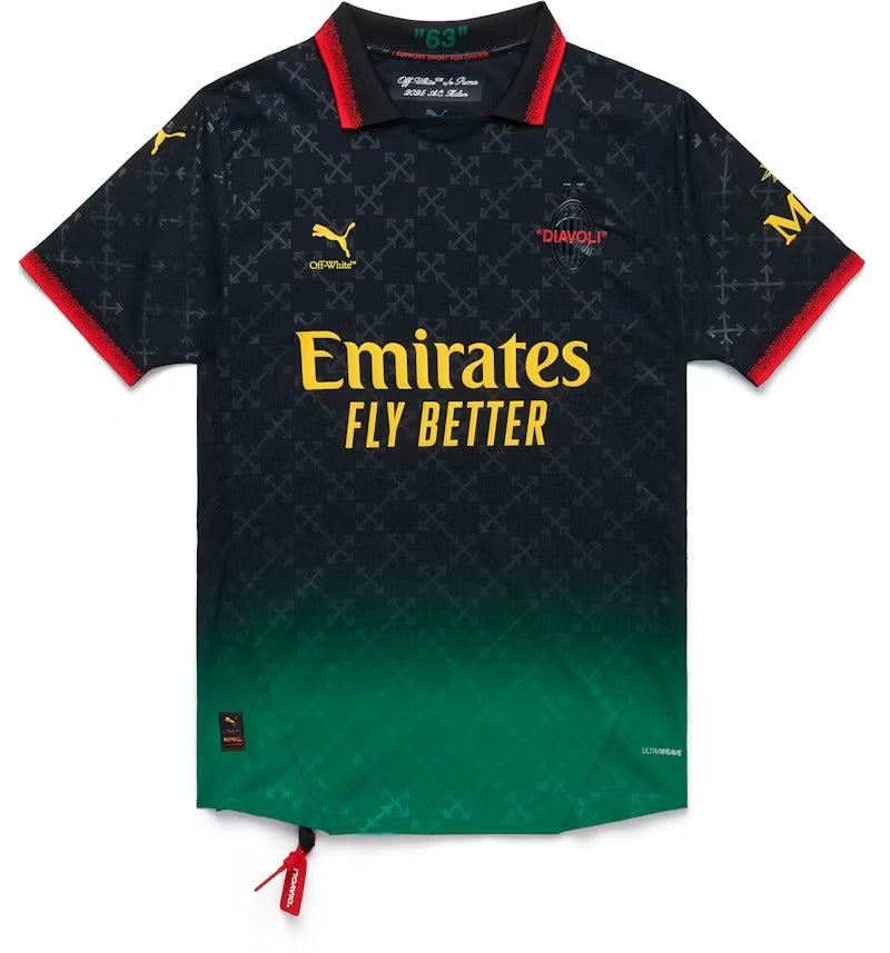 Puma AC Milan Replica Jersey x Off-White Black/Power Green