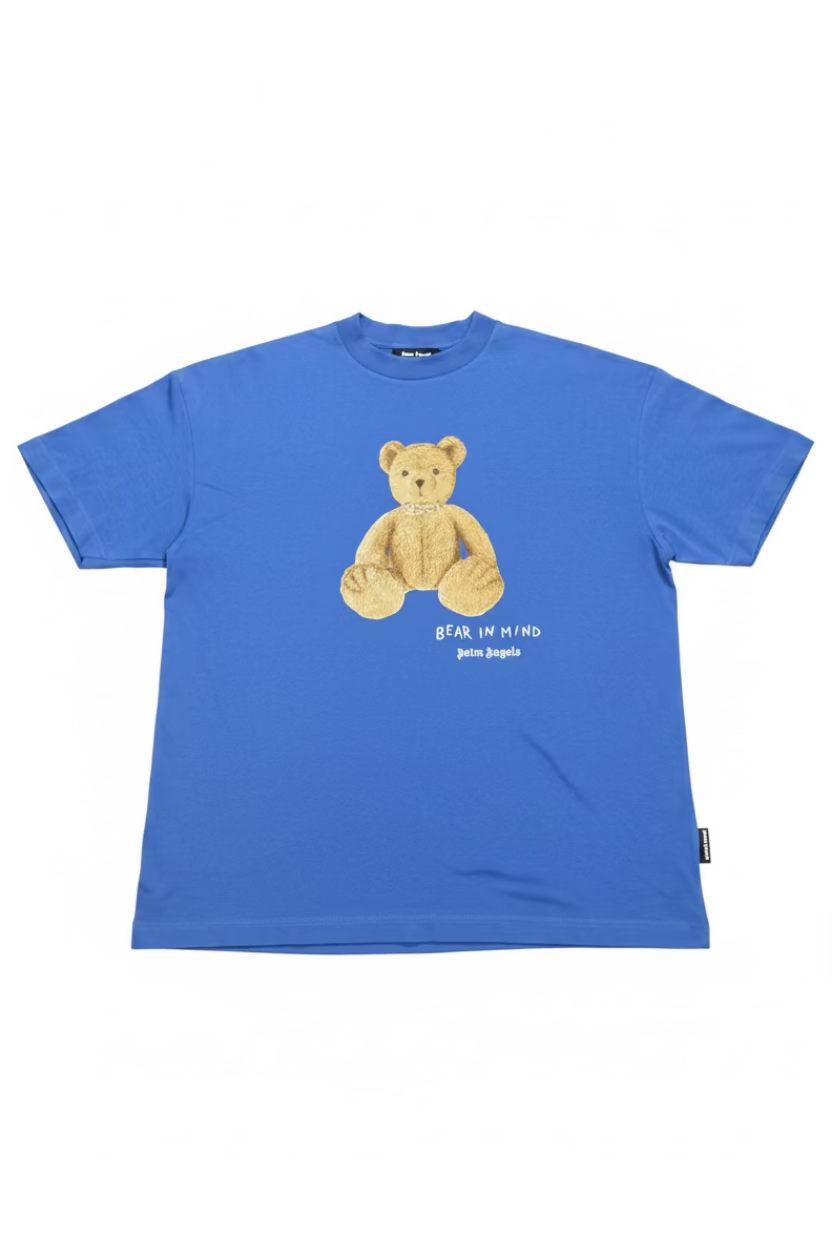Palm Angels Teddy Bear Print Cotton Blue
