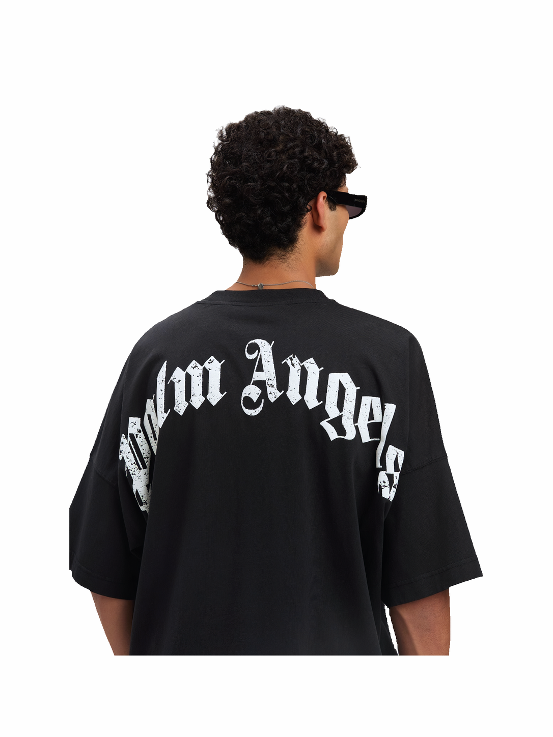 Palm Angels Back Curved Logo Over Tee Black