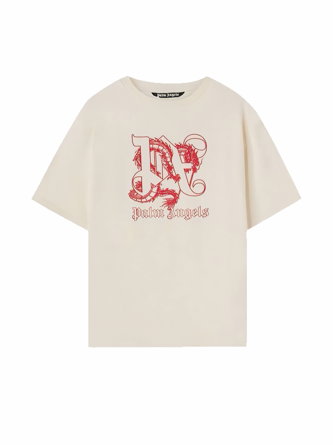 Palm Angels T-Shirt Loose With Dragon Lunar New Year Cream