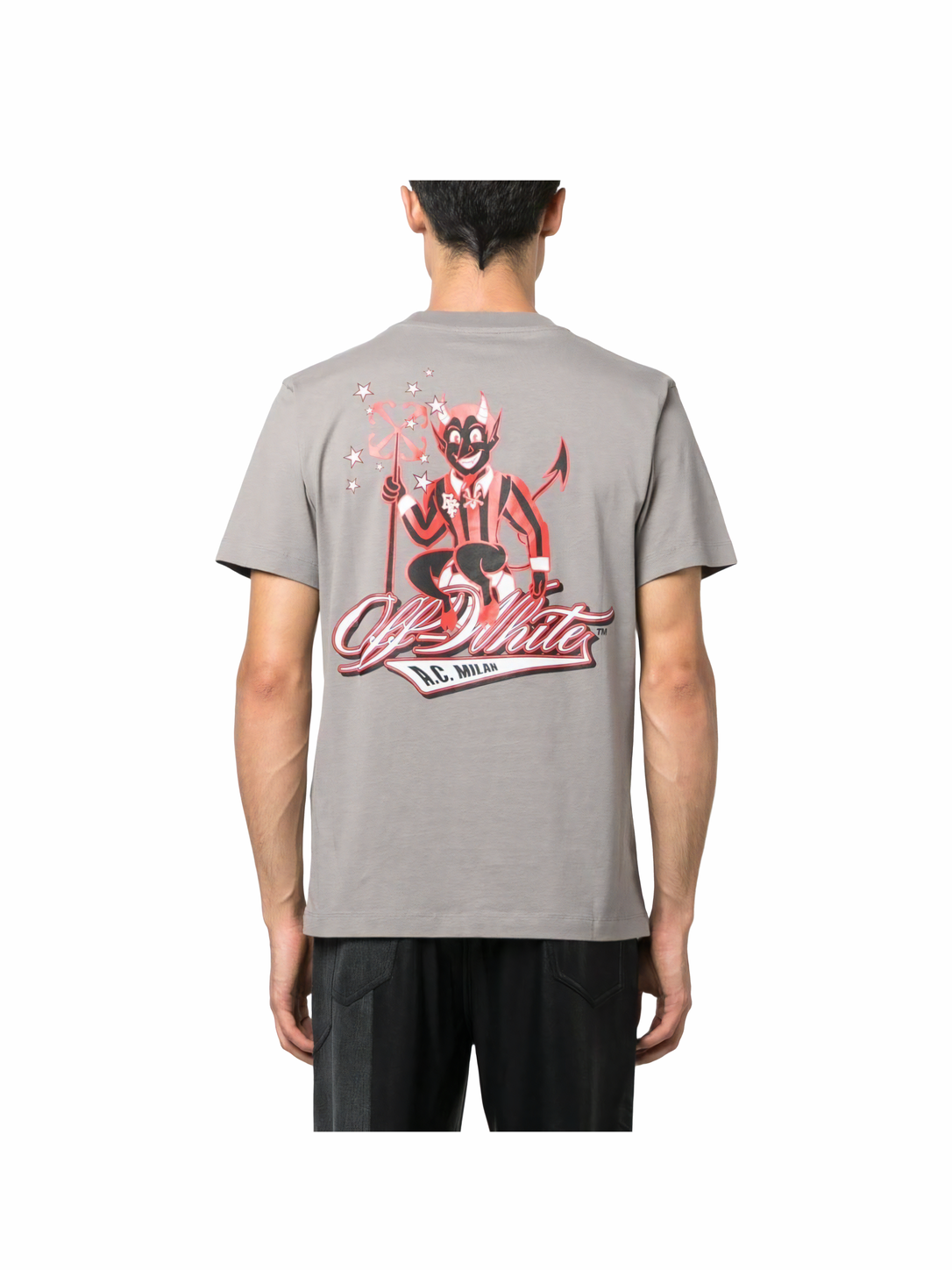 Off-White Men's X AC Milan Graphic Print Cotton Grey