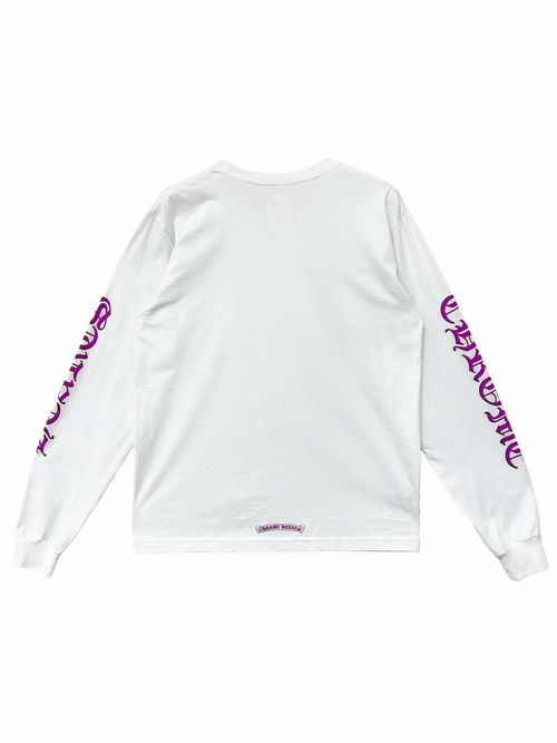 Chrome Hearts Neck Letters Logo Long Sleeve T-Shirt White/Purple