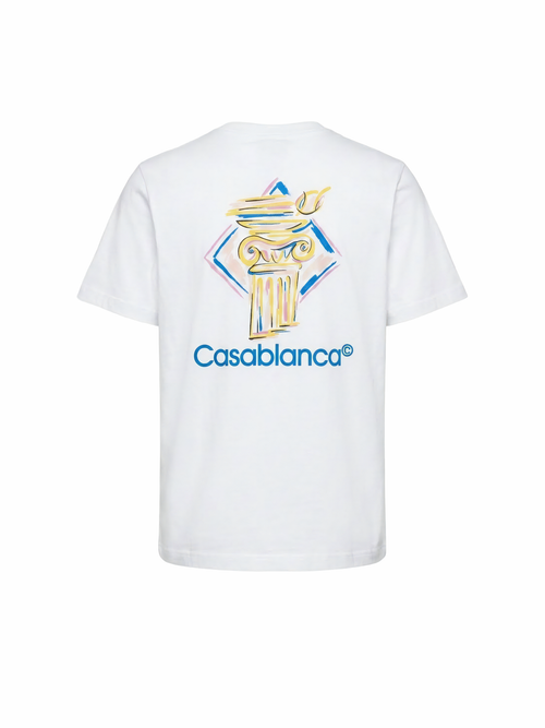 Casablanca Diamond Column Short Sleeve T-Shirt White