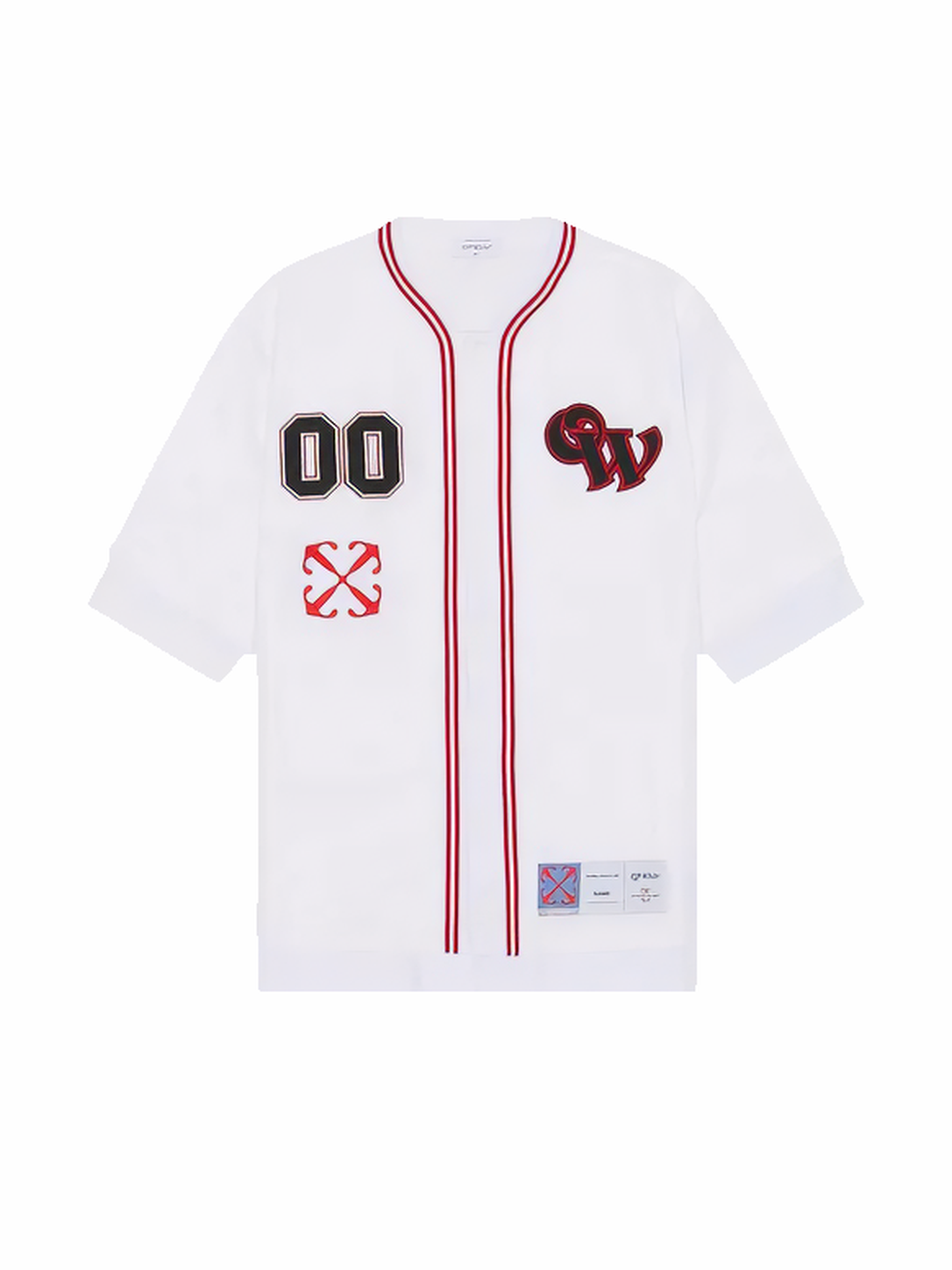 Off-White Jersey Gothic Logo Baseball Shirt White/Red