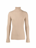 Off-White Helvet Fine Knit Rib Turtleneck Beige
