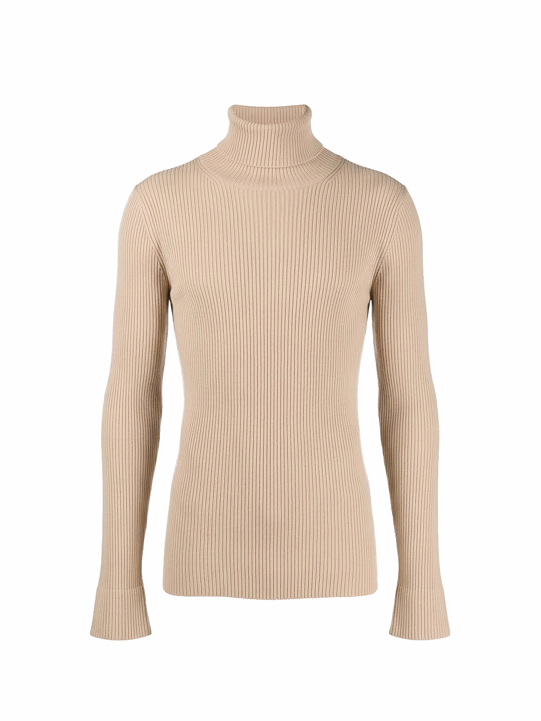 Off-White Helvet Fine Knit Rib Turtleneck Beige