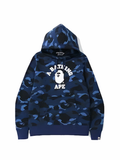 BAPE Camo College Pullover Hoodie Navy