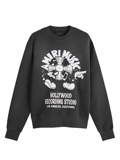 Amiri Music Record Crewneck Sweatshirt Black