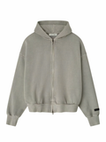 Essentials Embroidered Classic Full Zip Hoodie Smoke Grey