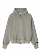 Essentials Embroidered Classic Full Zip Hoodie Smoke Grey