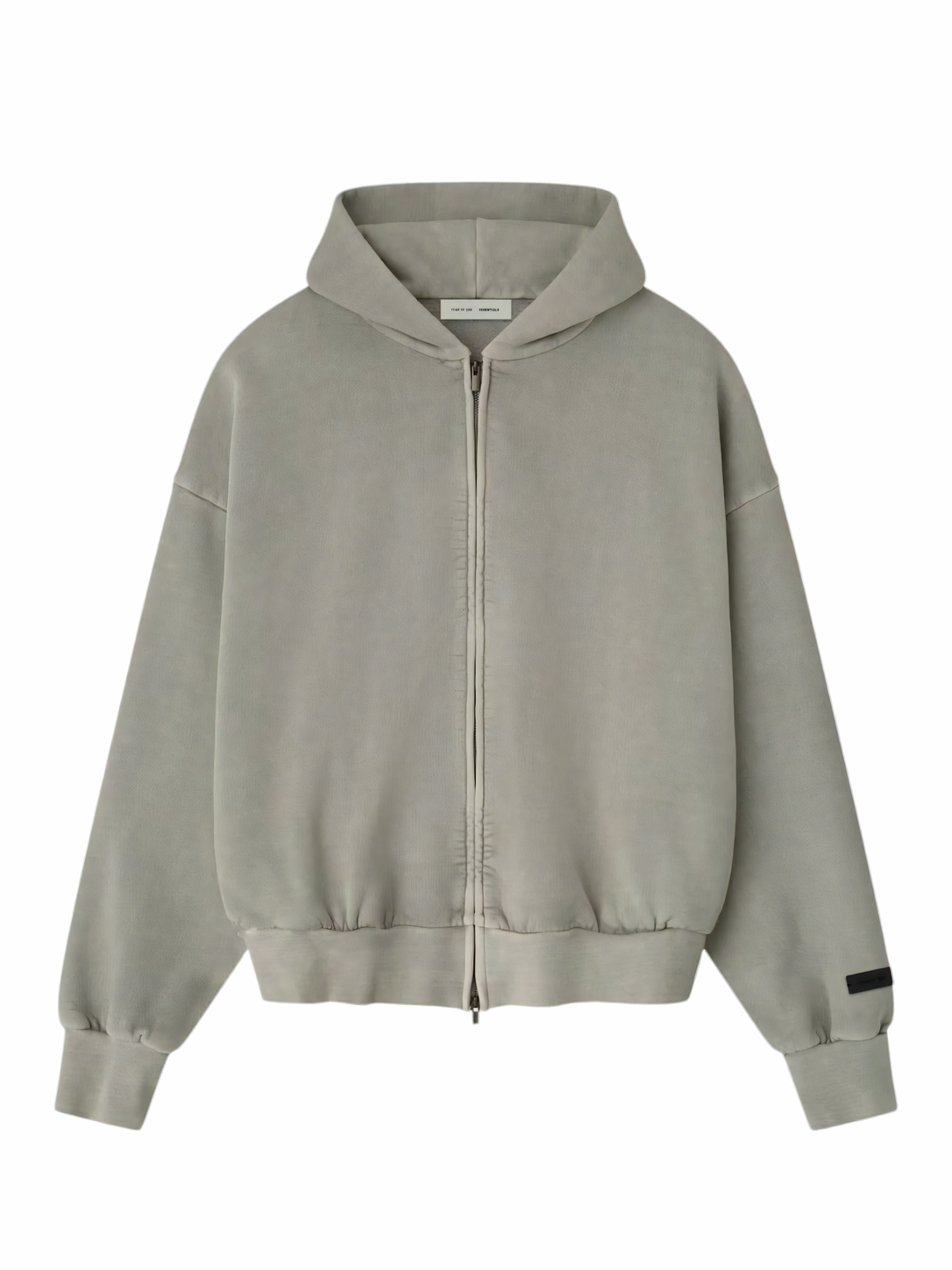 Essentials Embroidered Classic Full Zip Hoodie Smoke Grey