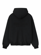 Essentials Embossed Classic Fleece Zip-Up Hoodie Jet Black