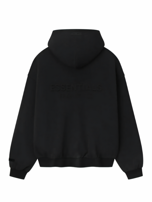 Essentials Embossed Classic Fleece Zip-Up Hoodie Jet Black