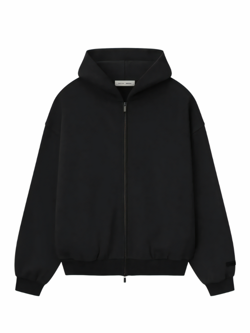 Essentials Embossed Classic Fleece Zip-Up Hoodie Jet Black