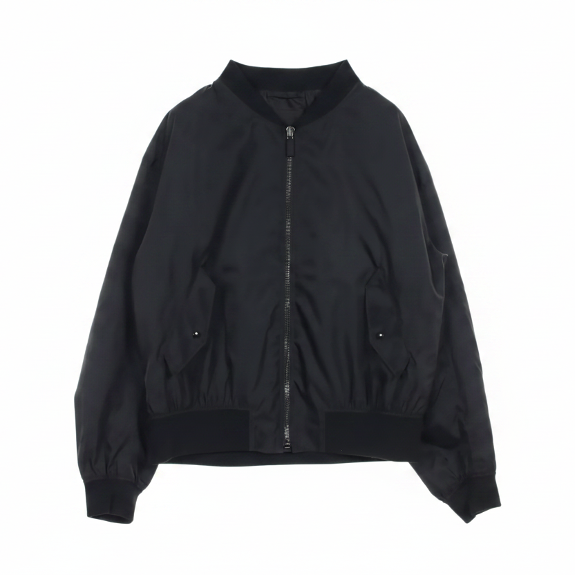 Prada Chamarra Bomber Con Placa Del Logo 2010 Black USED