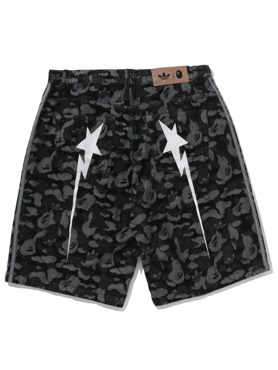 Adidas x Bape Camo Jacquard Shark Denim Jorts Black