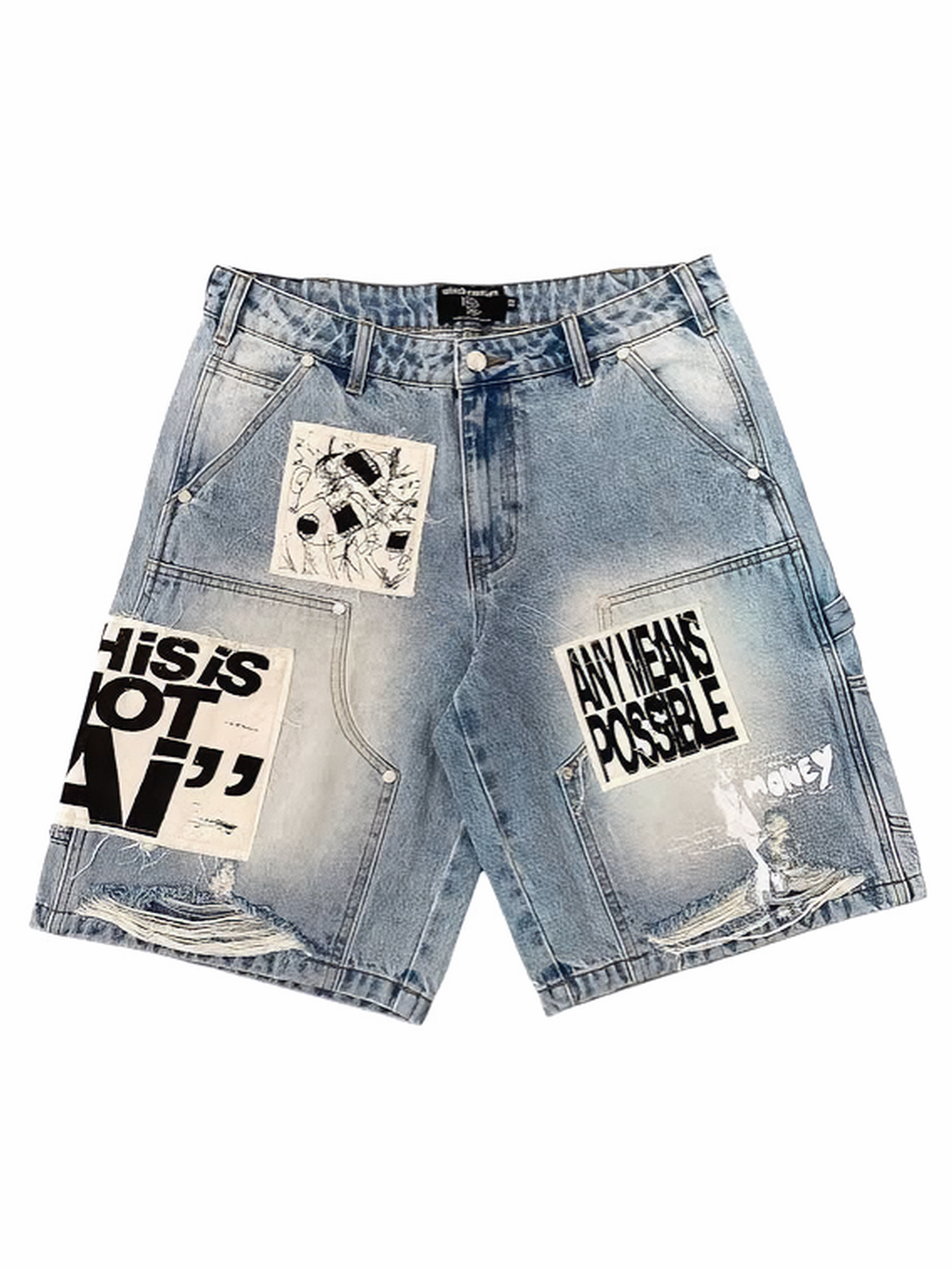 Mixed Emotion AI Denim Shorts Blue
