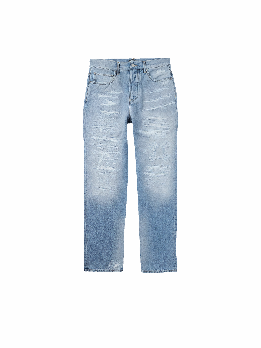Amiri MA Quad Straight-Leg Distressed Jeans Light Blue