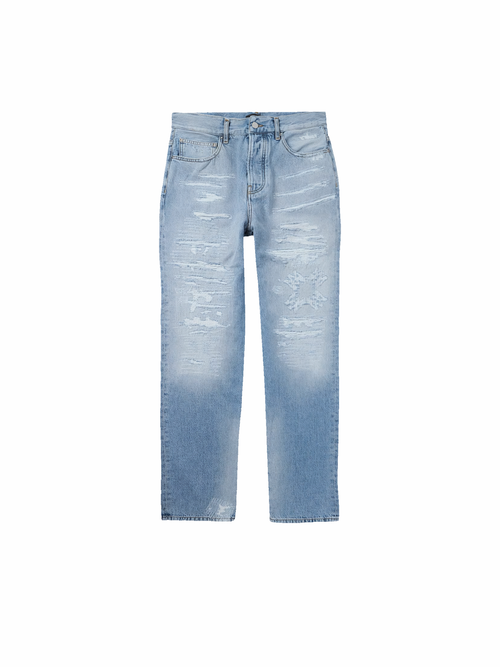 Amiri MA Quad Straight-Leg Distressed Jeans Light Blue