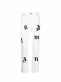 Palm Angels Bull Logo Patch Regular 5 Pocket Jeans Off White/Black