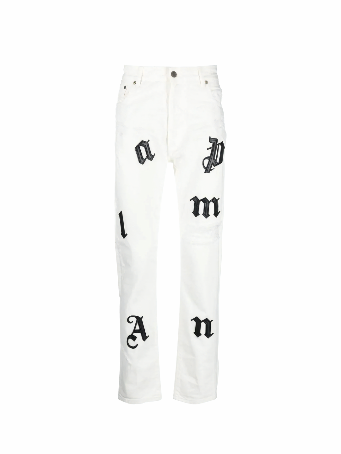 Palm Angels Bull Logo Patch Regular 5 Pocket Jeans Off White/Black