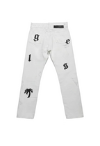 Palm Angels Bull Logo Patch Regular 5 Pocket Jeans Off White/Black