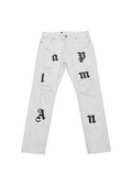 Palm Angels Bull Logo Patch Regular 5 Pocket Jeans Off White/Black