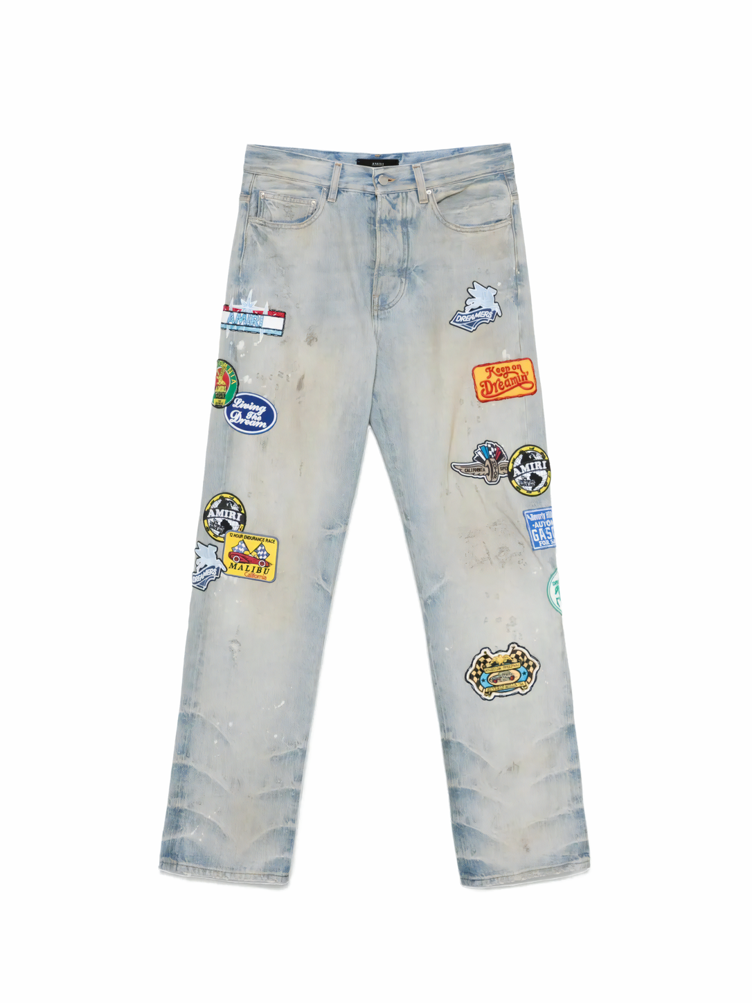 Amiri 3D Bones Skinny-Fit Distressed Appliqued Jeans Clay Indigo