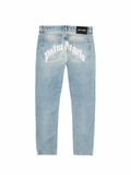 Palm Angels Curved Logo Back 5 Pocket Light Blue/White