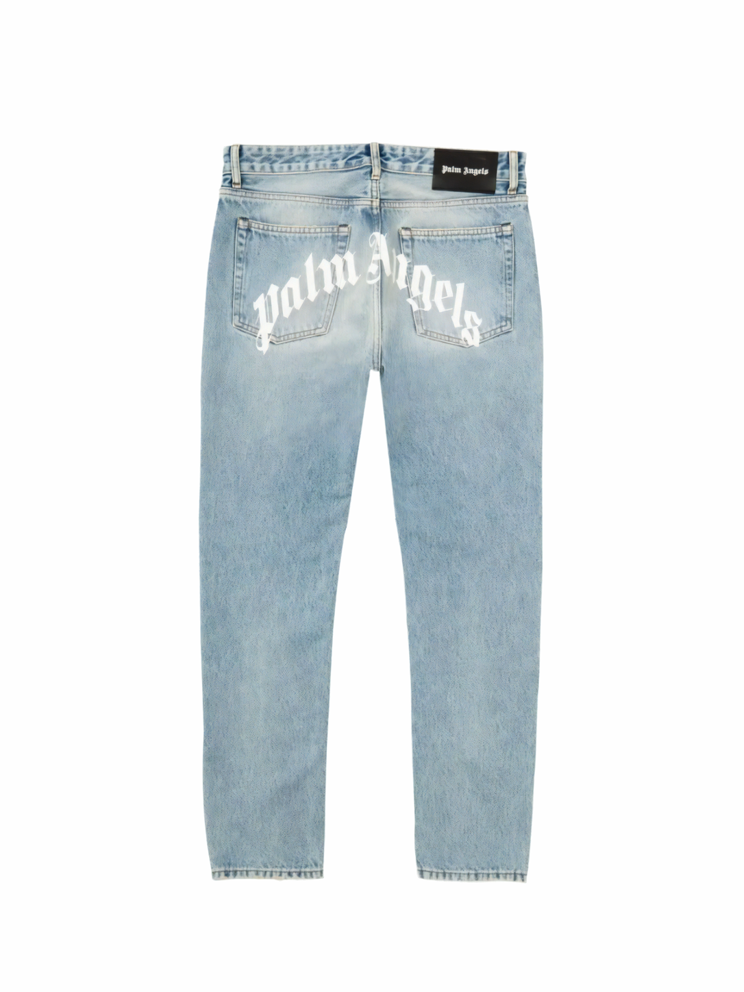 Palm Angels Curved Logo Back 5 Pocket Light Blue/White