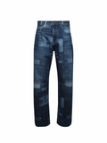Palm Angels Patterned Wide Leg Jeans Medium Blue