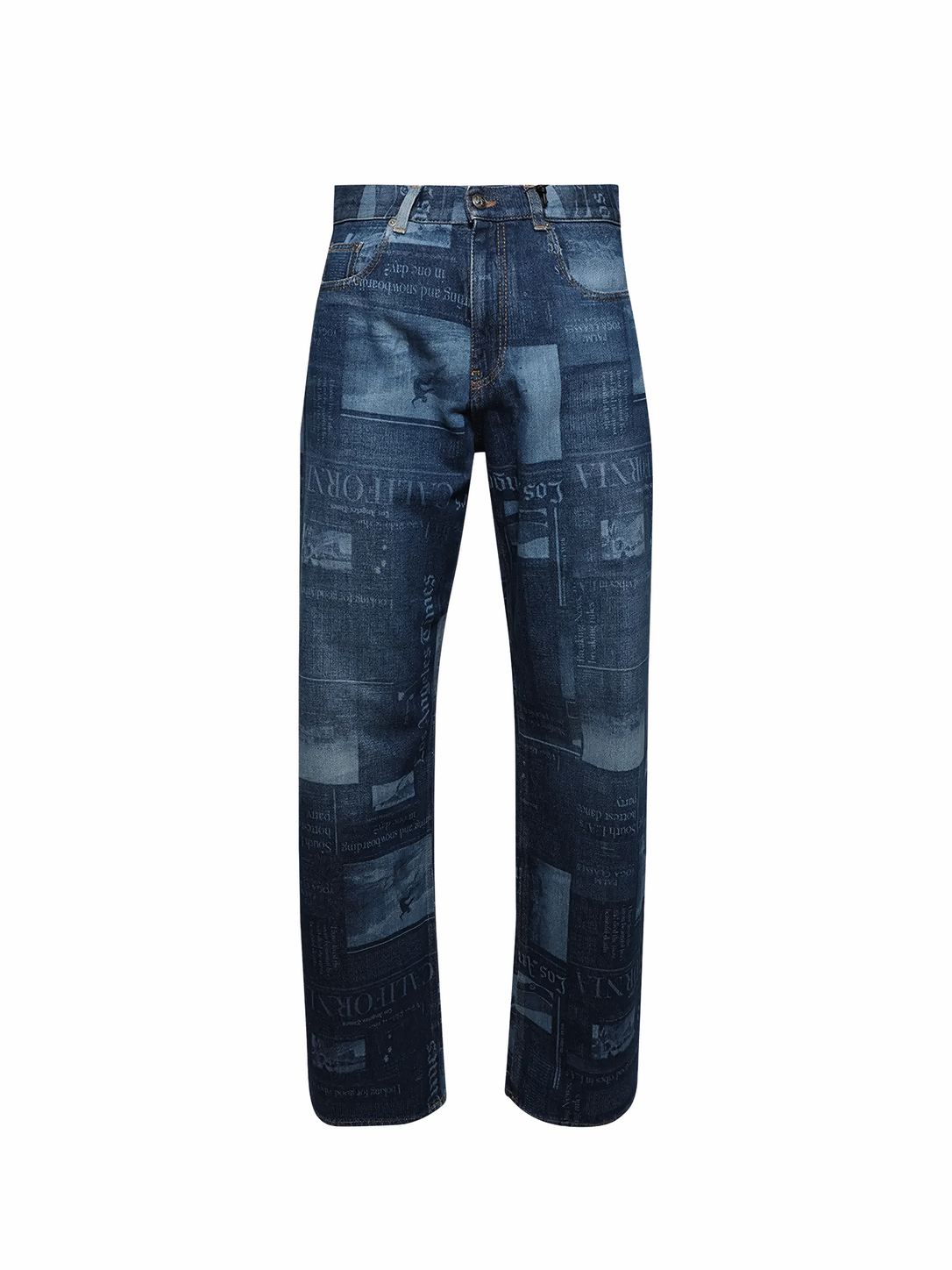 Palm Angels Patterned Wide Leg Jeans Medium Blue