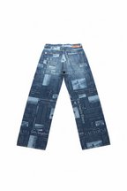 Palm Angels Patterned Wide Leg Jeans Medium Blue