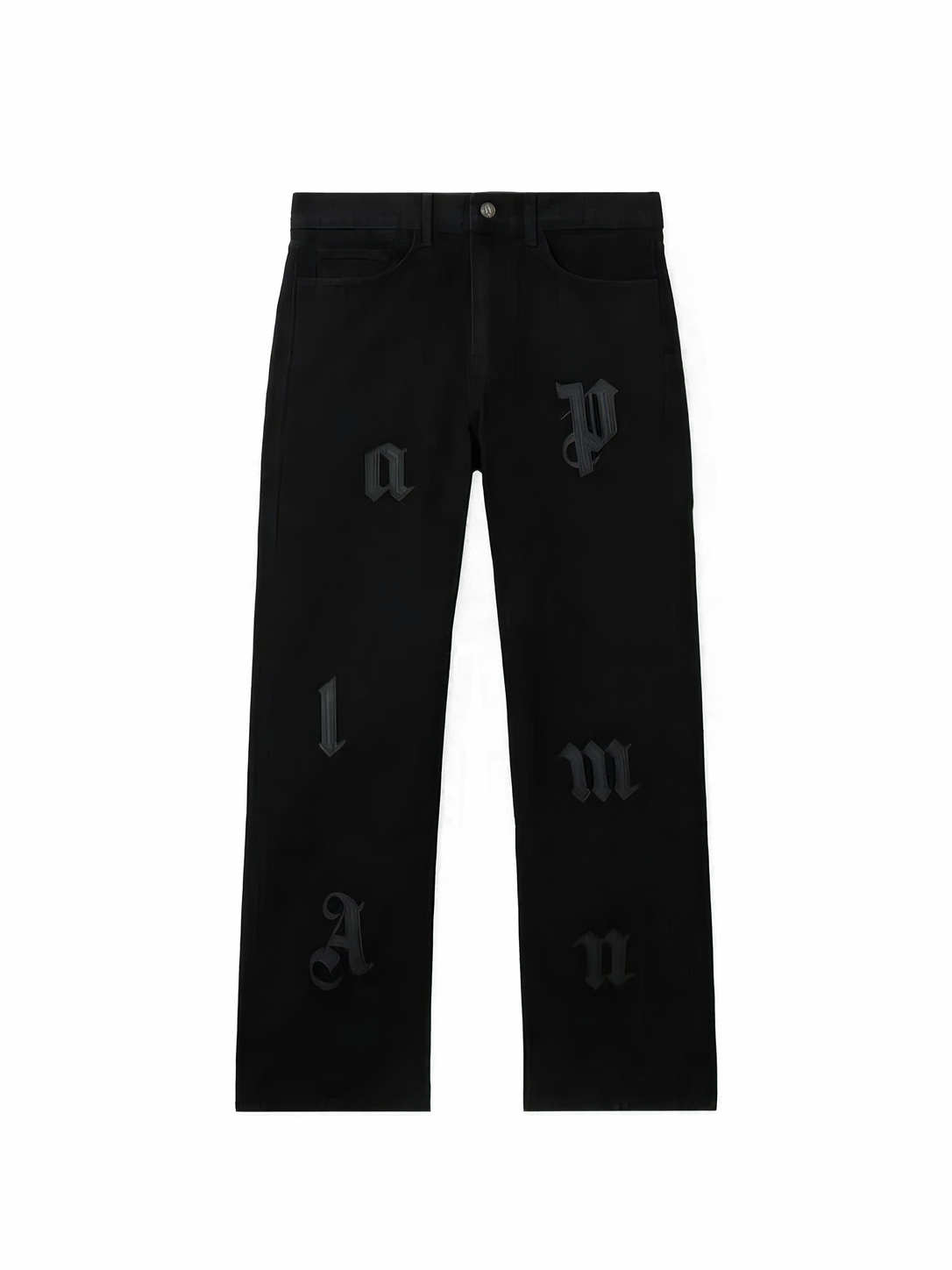Palm Angels Logo Patch Straight Jeans Black