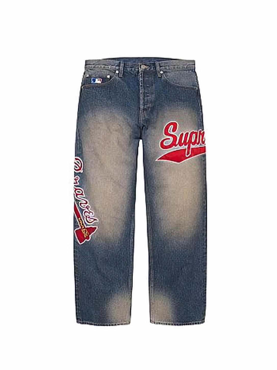 Supreme x Mitchell & Ness Atlanta Braves Loose Fit Jean Washed Indigo